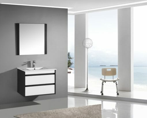 Matte White and Grey PU Lacquer Wall Hung Vanity