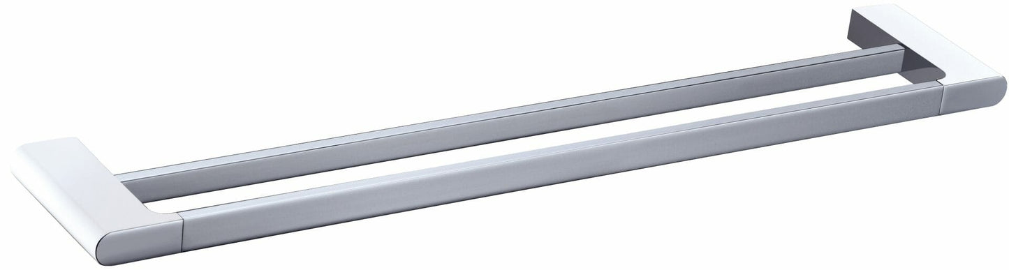 Cora Double Towel Rail 800mm - Chrome & White
