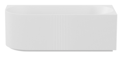 1500mm Capri Fluted Oval Freestanding Right Corner Bathtub - No Overflow - Gloss White