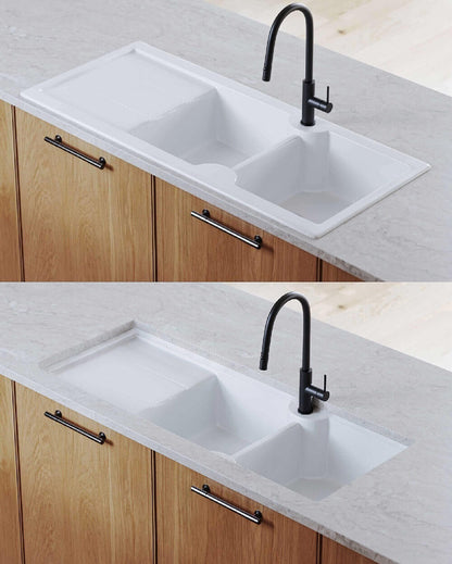Cuisine 116 x 50 Double Bowl Sink with drainer - no tap hole