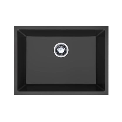 630mm Black Single Bowl Kitchen Sink - Granite