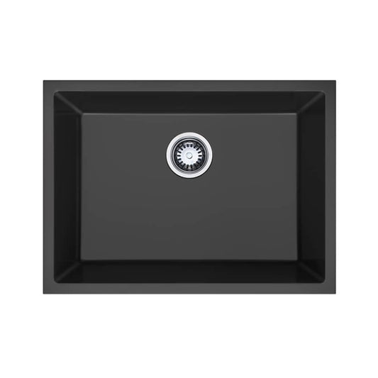 630mm Black Single Bowl Kitchen Sink - Granite