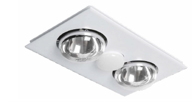 Striker 2 Heat 3 in 1 Bathroom Heater Exhaust Fan & 8w R80 Tricolour LED Downlight - White