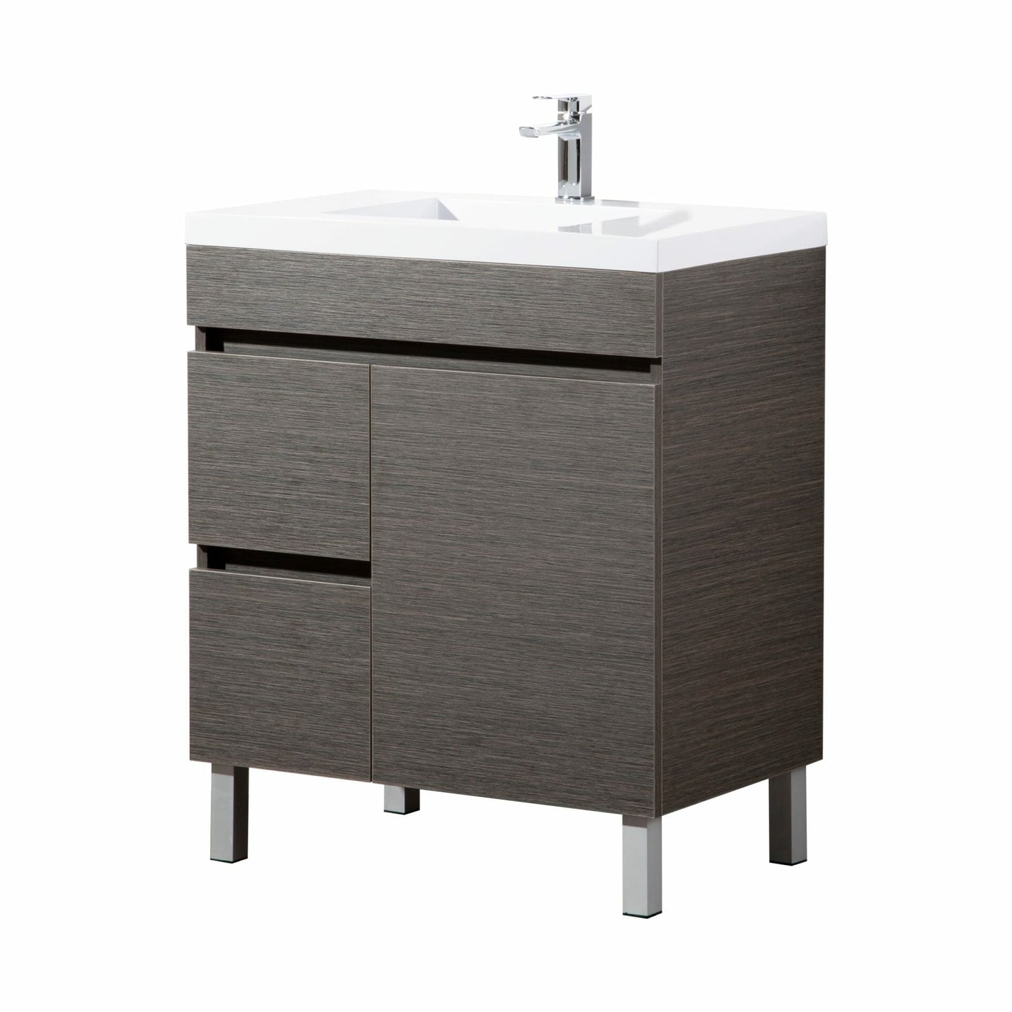 750mm Evie Floor Vanity PVC Left Side Drawers - Cabinet Only - Dark Brown