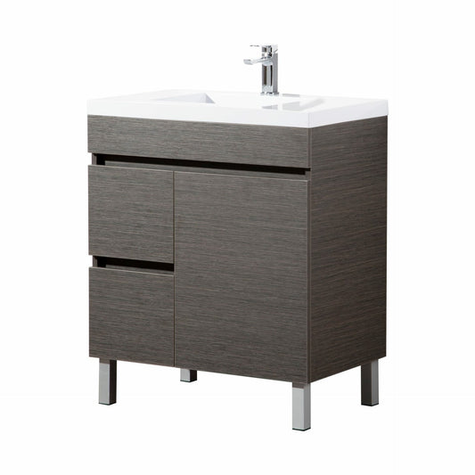 750mm Evie Floor Vanity PVC Left Side Drawers - Cabinet Only - Dark Brown