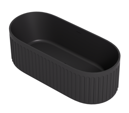 1700mm Ceto Cascade Cast Stone Solid Surface Bathtub - Overflow - Matte Black