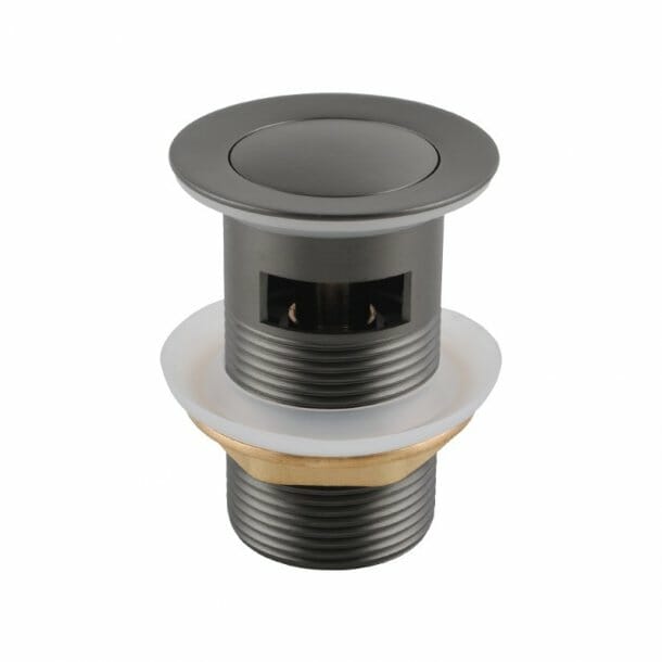 32/40mm Solid Brass Basin Pop Up Waste - Gun Metal Grey - Overflow