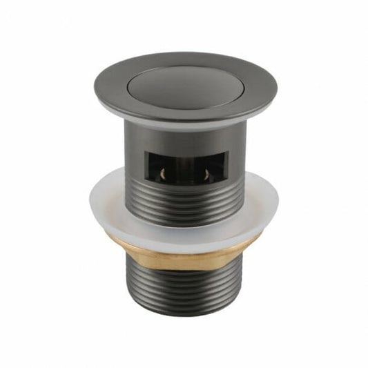 32/40mm Solid Brass Basin Pop Up Waste - Gun Metal Grey - Overflow
