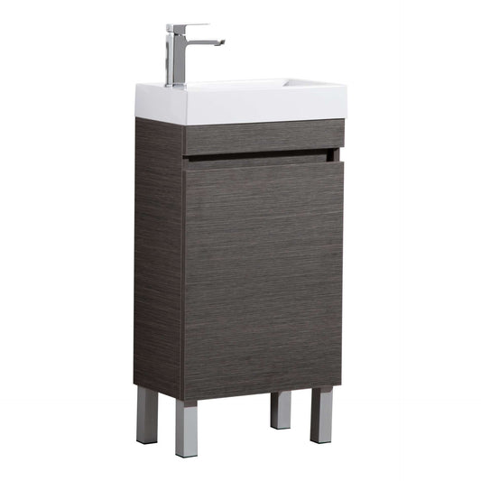 "Evie Floor Vanity with Poly Top (4525B), Left Hand Hinge, 450*250*860mm, Dark Brown"