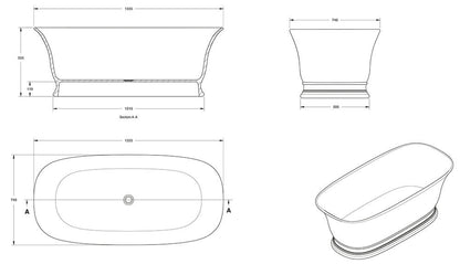 Cambridge 156 TitanCast Bath - Satin Silk White with Overflow