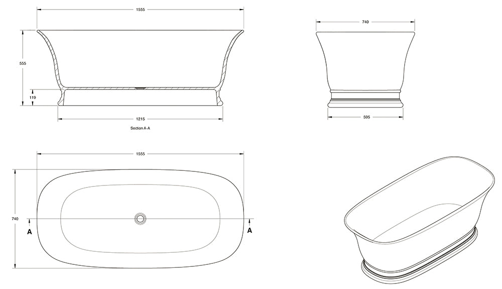 Cambridge 156 TitanCast Bath - Special Finish SPECIFY COLOUR