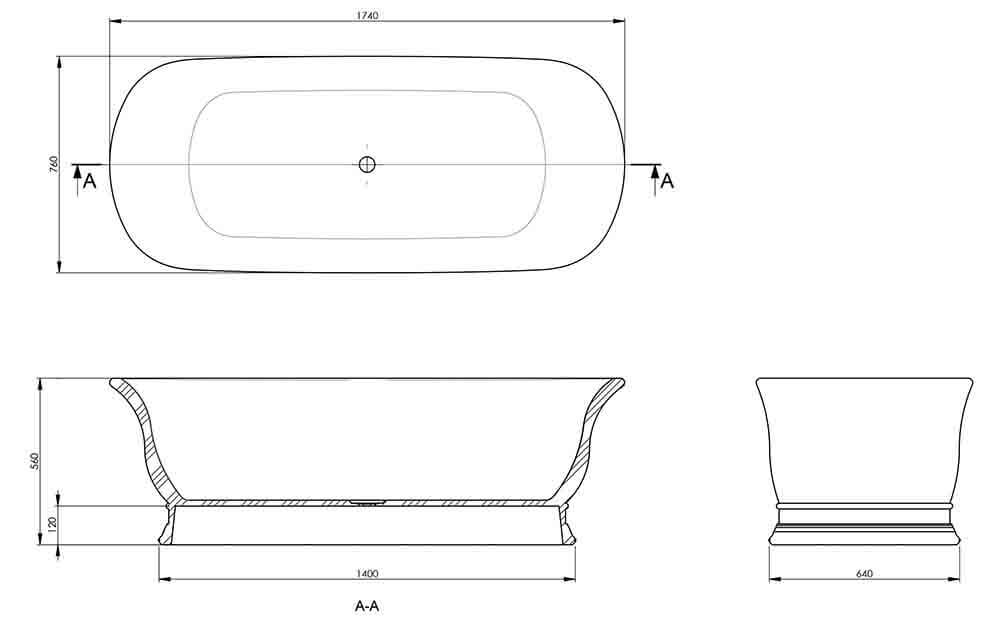 Cambridge 174 TitanCast Bath - Gloss White
