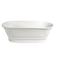 Cambridge 174 x 76 TitanCast Solid Surface Freestanding Bath - Satin Silk White With Overflow