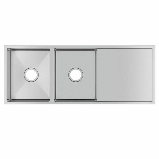 1.2mm Handmade Top/Undermount Double  Bowls Kitchen Sink - 1160x460x230mm