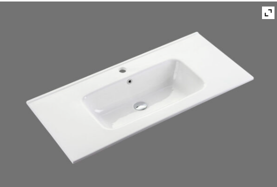 900mm Ceramic Top - 1 Tap Hole - Gloss white