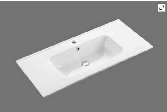 900mm Ceramic Top - 1 Tap Hole - Gloss white