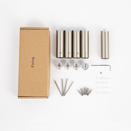Radiant Full set COOL Brushed Nickel round 80mm brackets & fixings