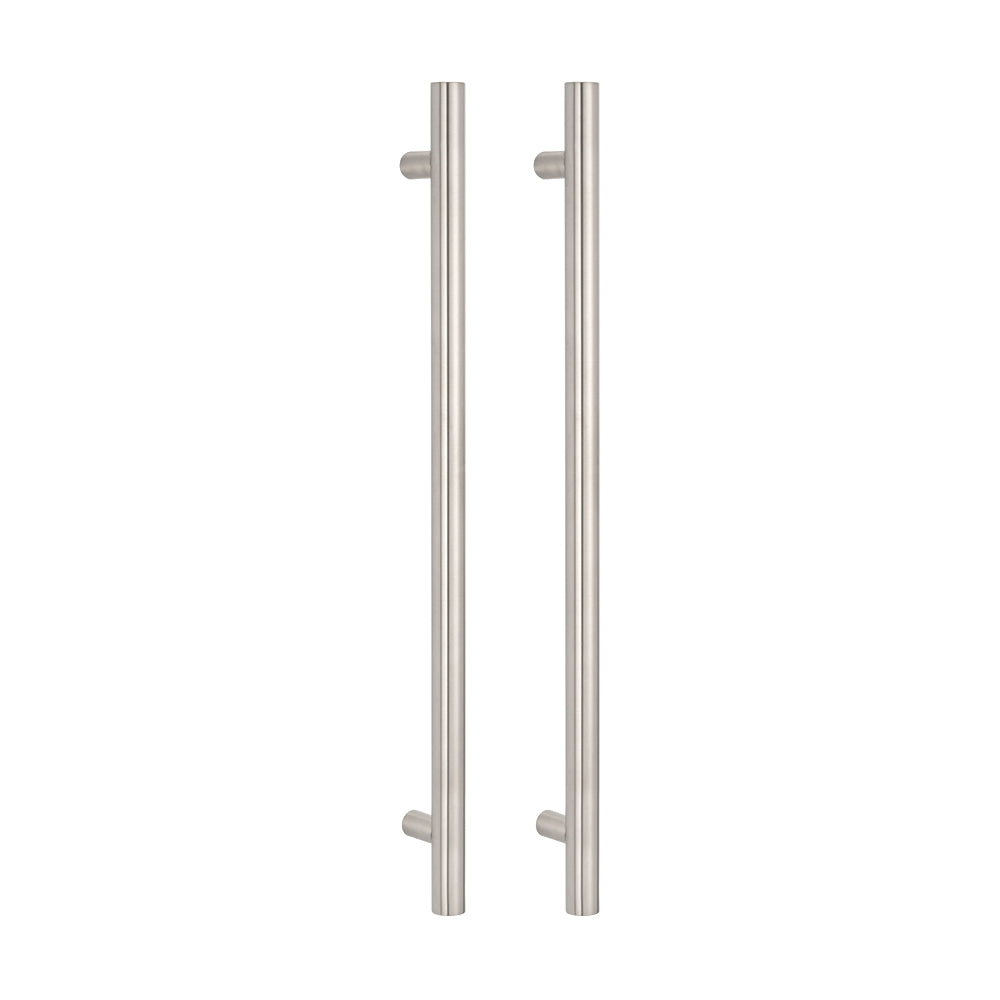 Radiant Vertical Single HEATED Towel Bar 40mm X 950mm Cool Brushed Nickel