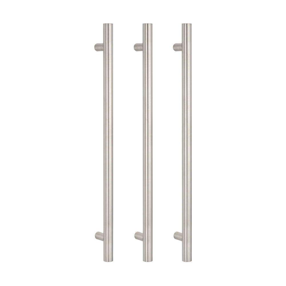 Radiant Vertical Single HEATED Towel Bar 40mm X 950mm Cool Brushed Nickel