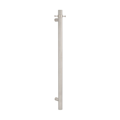 Radiant Vertical Single HEATED Towel Bar 40mm X 950mm Cool Brushed Nickel