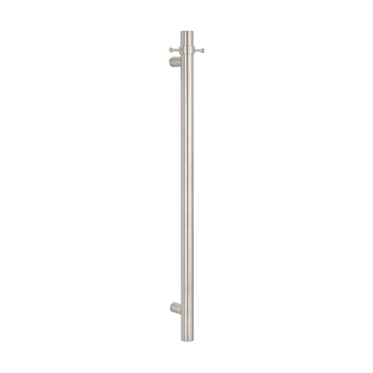 Radiant Vertical Single HEATED Towel Bar 40mm X 950mm Cool Brushed Nickel
