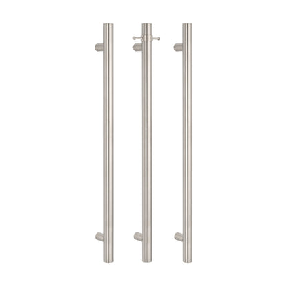 Radiant Vertical Single HEATED Towel Bar 40mm X 950mm Cool Brushed Nickel