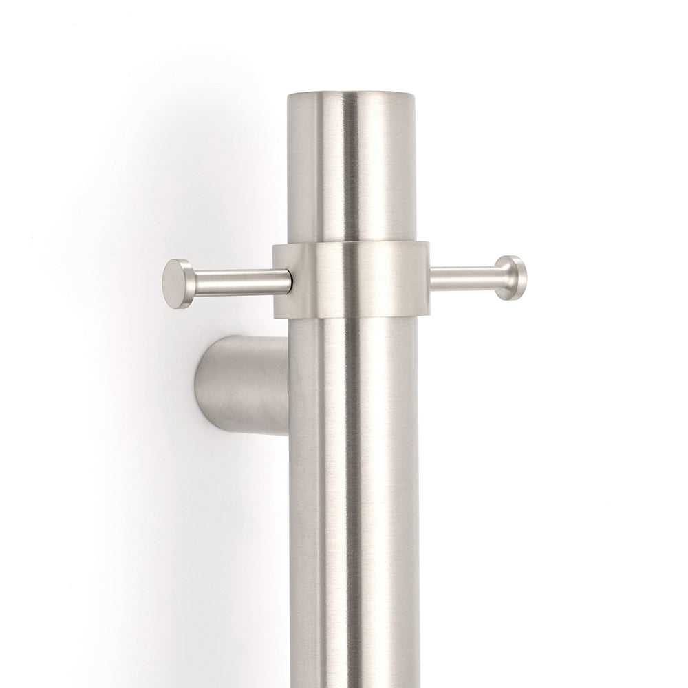 Radiant Vertical Single HEATED Towel Bar 40mm X 950mm Cool Brushed Nickel