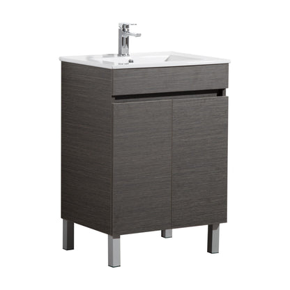 600mm Evie Floor Vanity PVC - Cabinet Only - Dark Brown