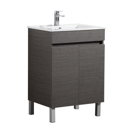600mm Evie Floor Vanity PVC - Cabinet Only - Dark Brown