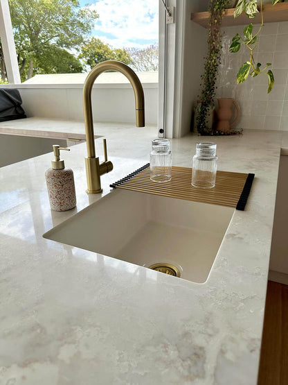 43x32 Sink Roller Mat Drainer â€“ Brushed Brass