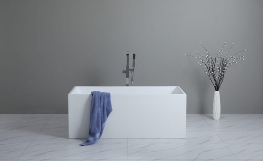 Theo Back to Wall Bathtub - Gloss White -   Overflow - 1700mm