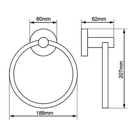 LUCID PIN Series Round Black Towel Ring
