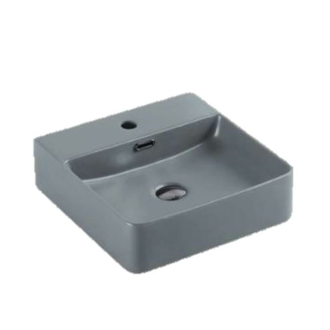 Matte Grey Square Ceramic Basin  -  420 x   420 x 120mm