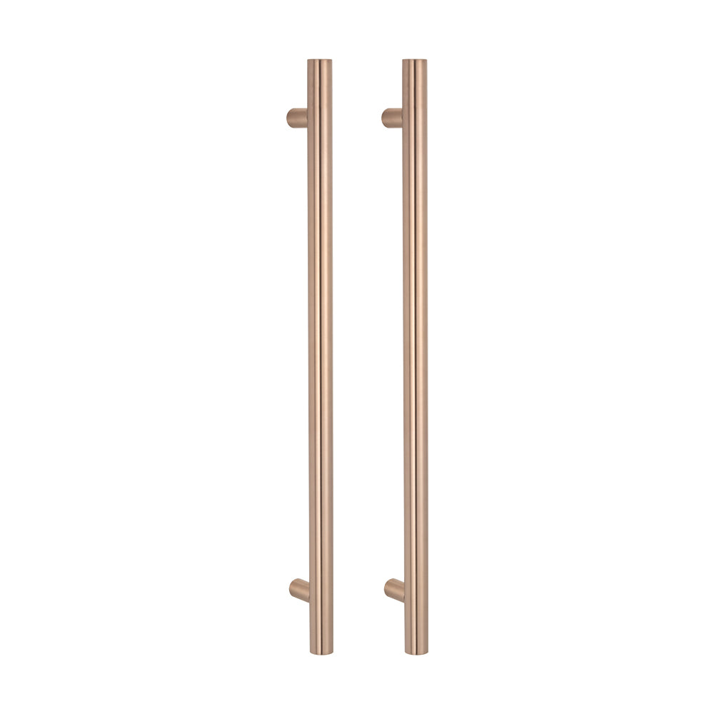 Radiant Vertical Single HEATED Towel Bar 40mm X 950mm Champagne