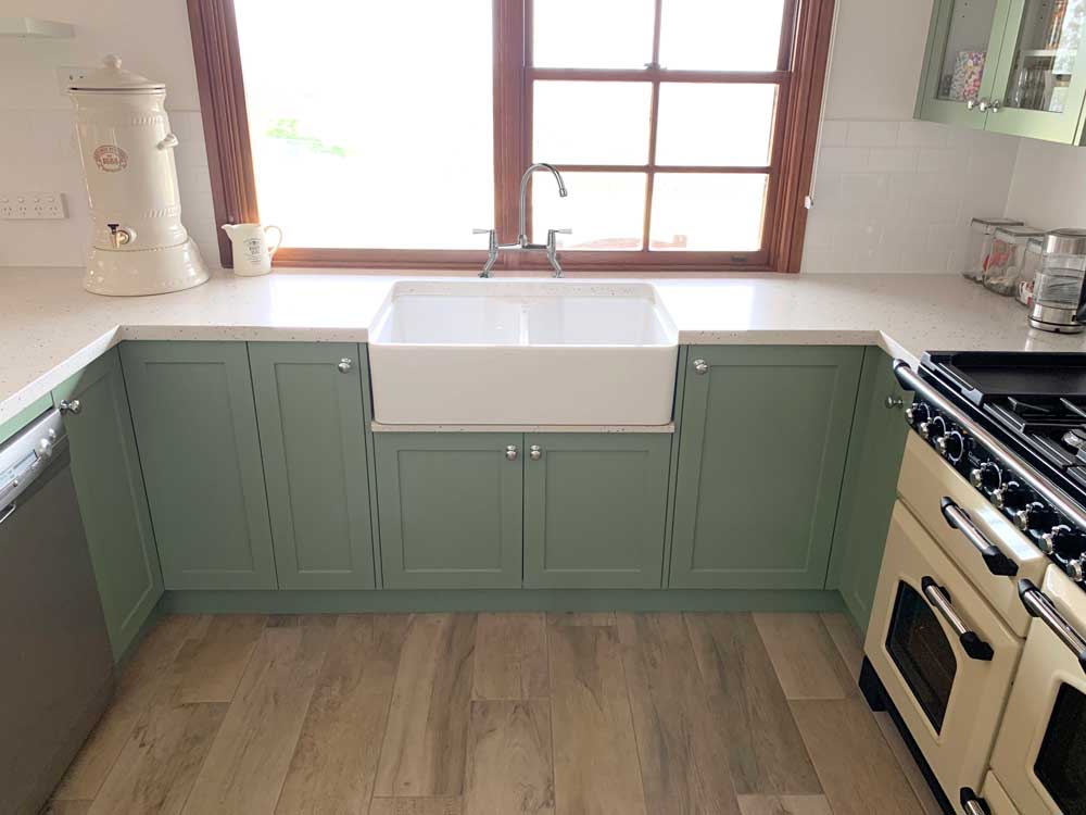 Chester 80x50 NTH Double Bowl Fireclay Sink - no overflow, one tap hole