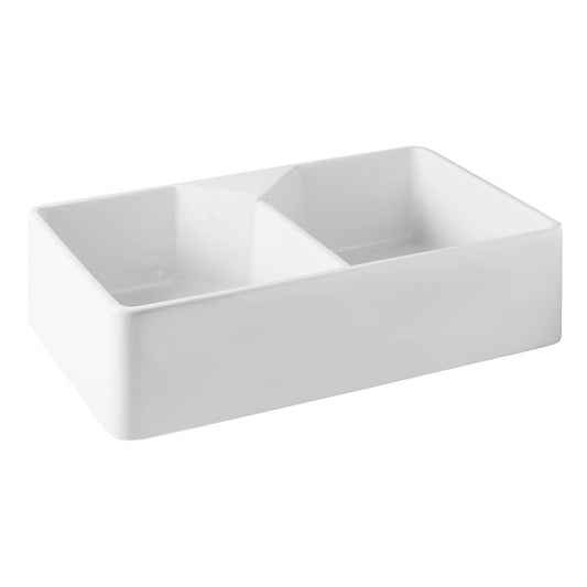 Chester 80x50 NTH Double Bowl Fireclay Sink - no overflow, no tap hole