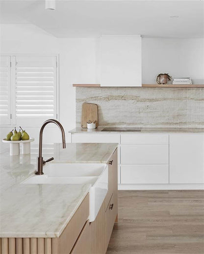 KIT - Chester 80 x 50 Double Flat Fine Fireclay Farmhouse Butler Sink - With Overflow, one tap hole