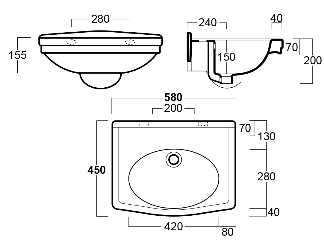 Claremont 58x45 Basin - NTH