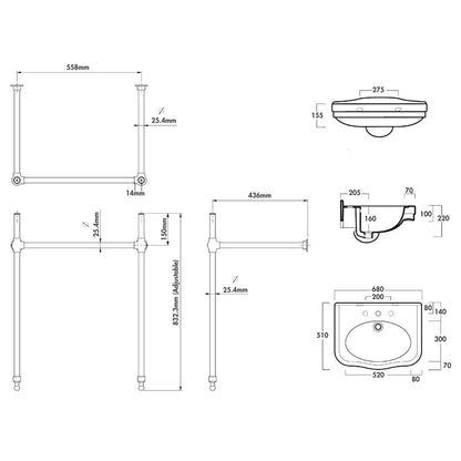 Claremont 68 x 51 Chrome Basin Stand - 3TH