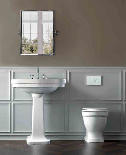 Claremont Floor Mounted Pan with Chrome Hinges, Seat and Pan Bend