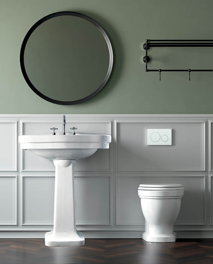 Claremont Floor Mounted Pan, Antique Brass Hinges, Seat And Pan Bend