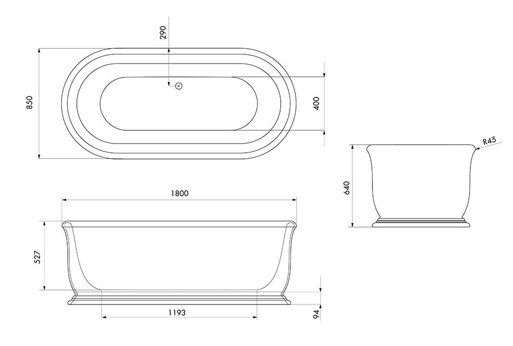 Camden 180 x 85 TitanCast Bath - Gloss White with Overflow
