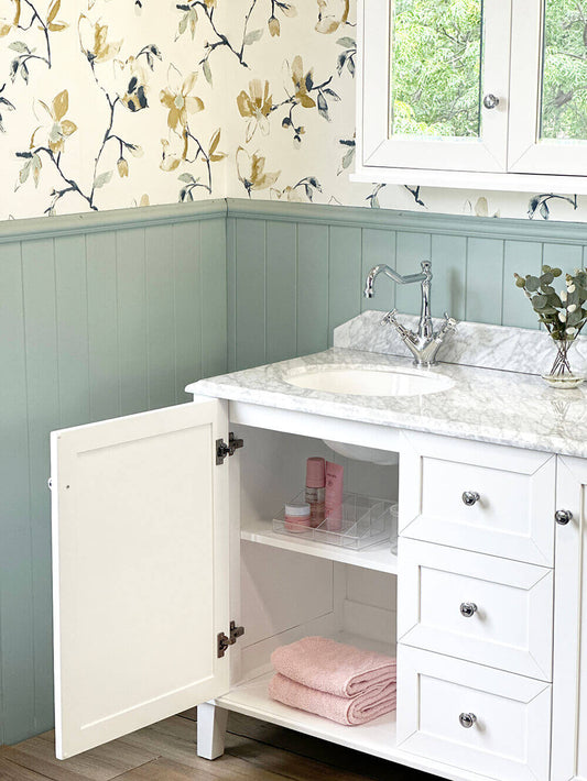 Coventry 150x55 Double Bowl White Vanity with Marble Top & Under Counter Basins - 1TH