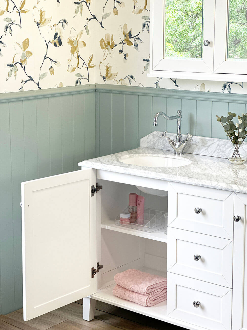 Coventry 150x55 Double Bowl White Vanity with Marble Top & Under Counter Basins - 3TH