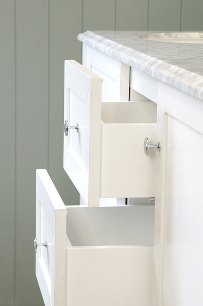 Coventry 150x55 Double Bowl White Vanity with Marble Top & Under Counter Basins - 1TH