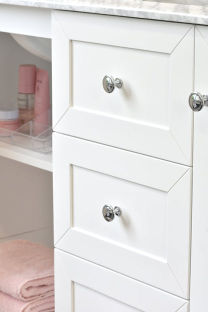 Coventry 150x55 Double Bowl White Vanity with Marble Top & Under Counter Basins - 1TH