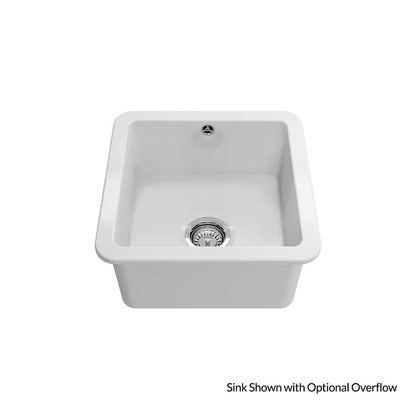 KIT - Cuisine 46x46 Inset / Undermount Fireclay Sink Matte White with Overflow Incl. Waste