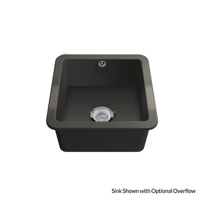 Cuisine 46x46 Inset / Undermount Fireclay Sink Matte Black with Overflow