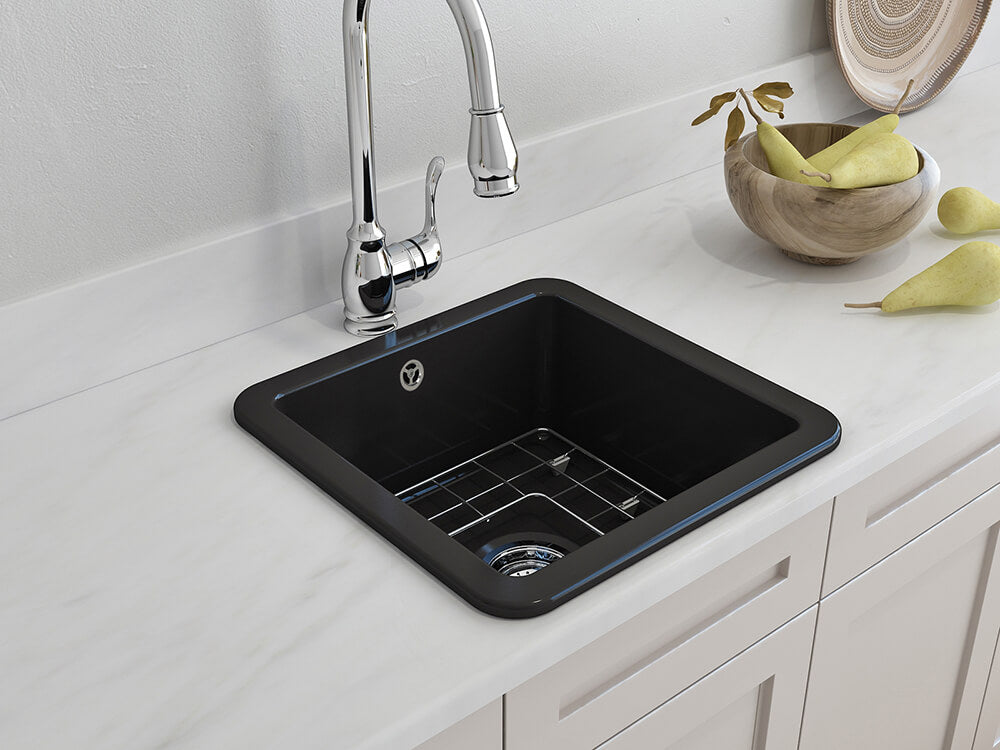 Cuisine 46x46 Inset / Undermount Fireclay Sink - Matte Black