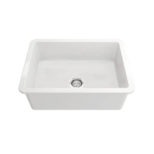KIT - Cuisine 68x46 Inset / Undermount Fireclay Sink Matte White with Overflow Incl. Waste